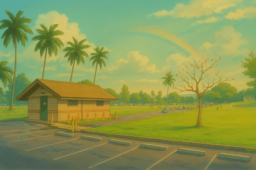 An illustration showing the parking lot of Hilo Bayfront Soccer Fields
